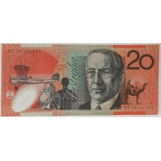 AUSTRALIA 2008 . TWENTY 20 DOLLAR BANKNOTE . STEVENS/HENRY . RADAR SERIAL 72127